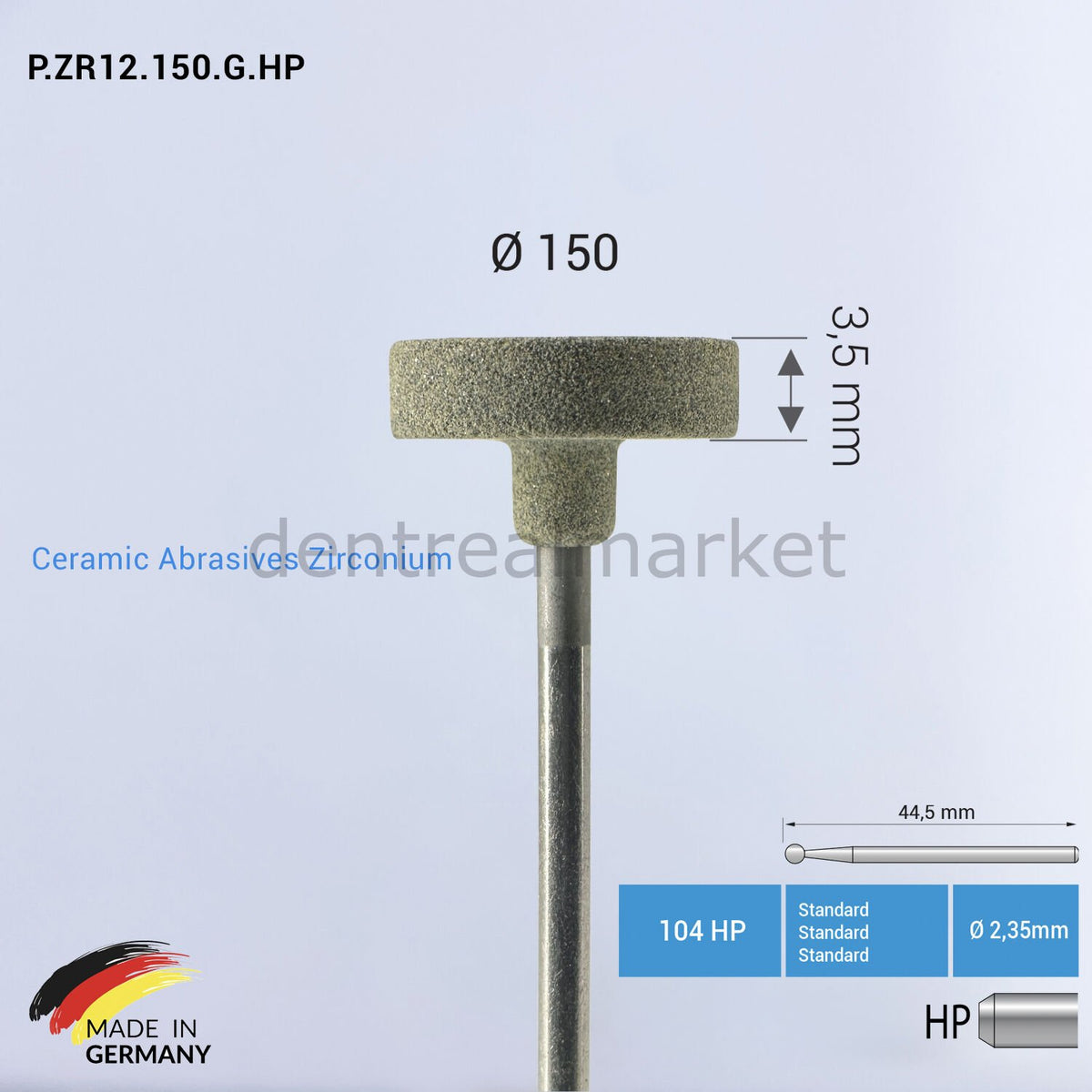 Frank Dental Zirconia & Ceramic Abrasive — P.ZR12 — Ø 150 mm