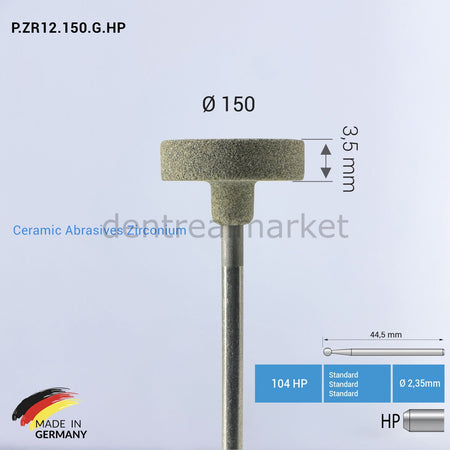 Frank Dental Zirconia & Ceramic Abrasive — P.ZR12 — Ø 150 mm