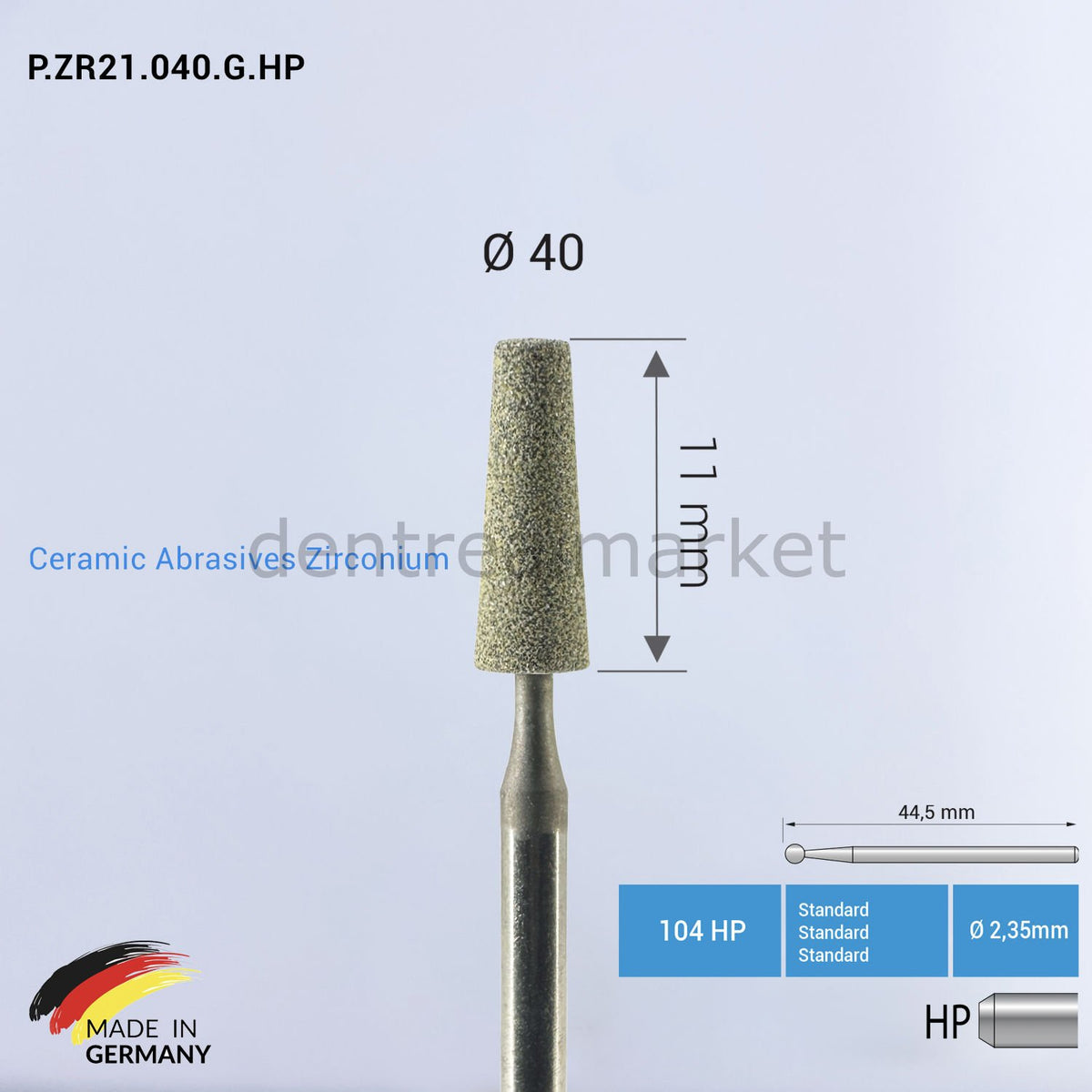 Frank Dental Zirconia & Ceramic Abrasive — P.ZR21 — Ø 40 mm