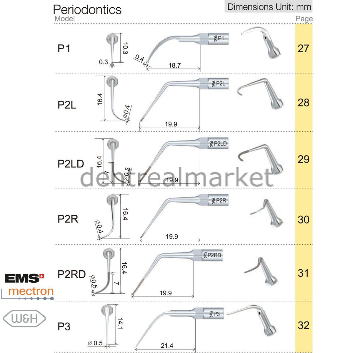 Woodpecker Scaler Periodontic Tip P12 – Compatible with EMS, Mectron, Woodpecker, and W&H