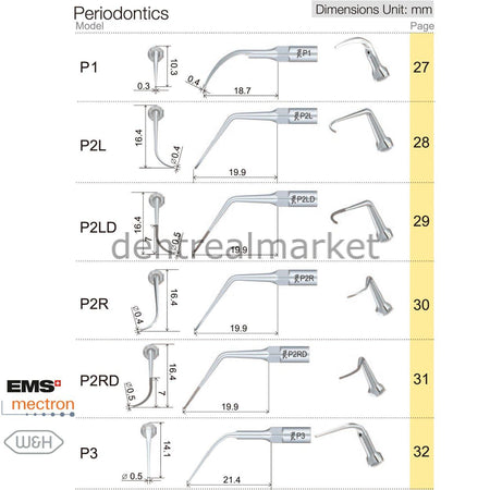 Woodpecker Scaler Periodontic Tip P12 – Compatible with EMS, Mectron, Woodpecker, and W&H