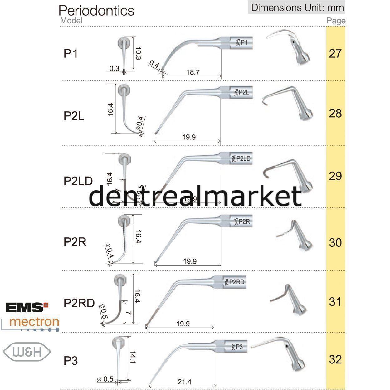 Woodpecker P2R Periodontic Scaler Tip – EMS, Mectron, Woodpecker, W&H Compatible