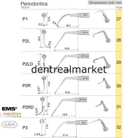 Woodpecker Periodontic Scaler Tip P22L — EMS, Mectron, Woodpecker, W&H Compatible