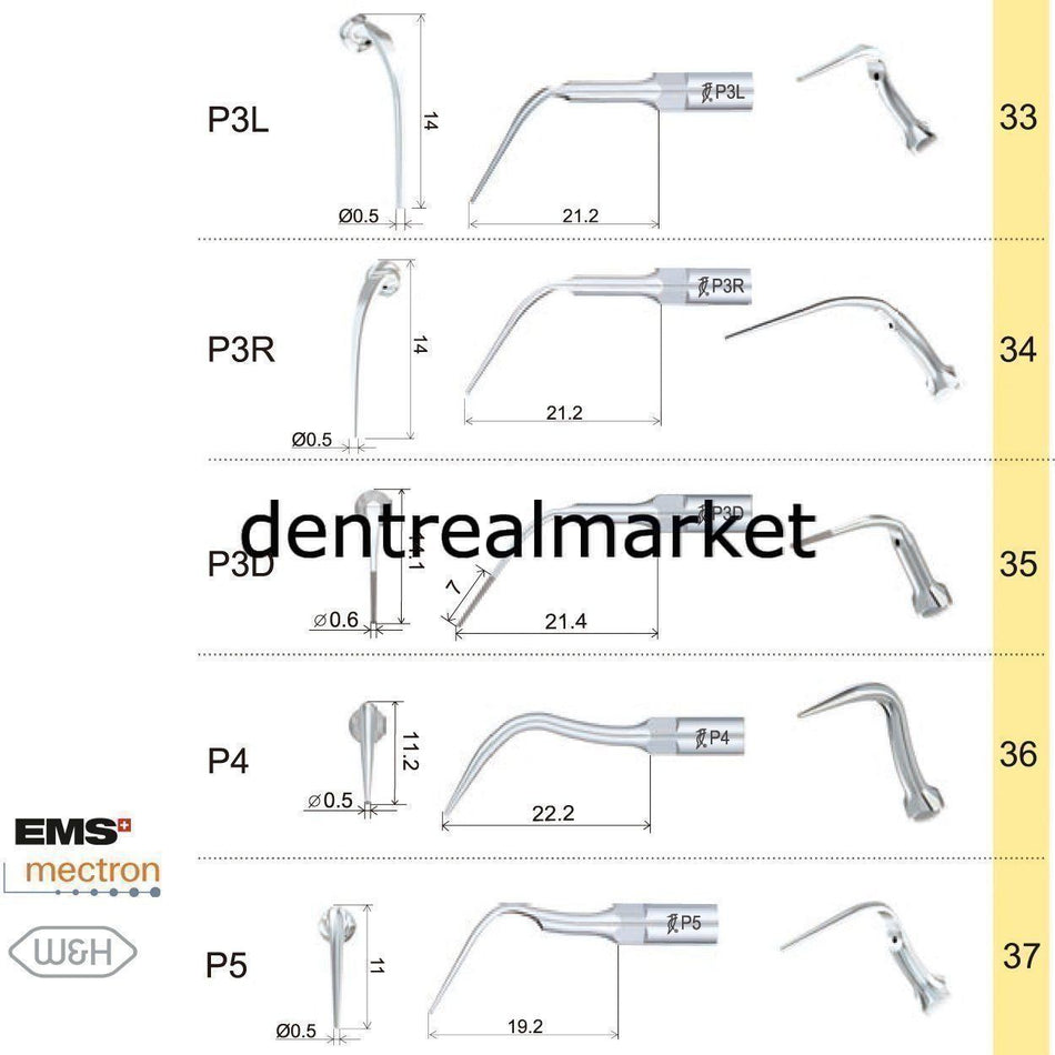 Woodpecker P4 Periodontic Scaler Tip - EMS, Mectron, Woodpecker, W&H Compatible