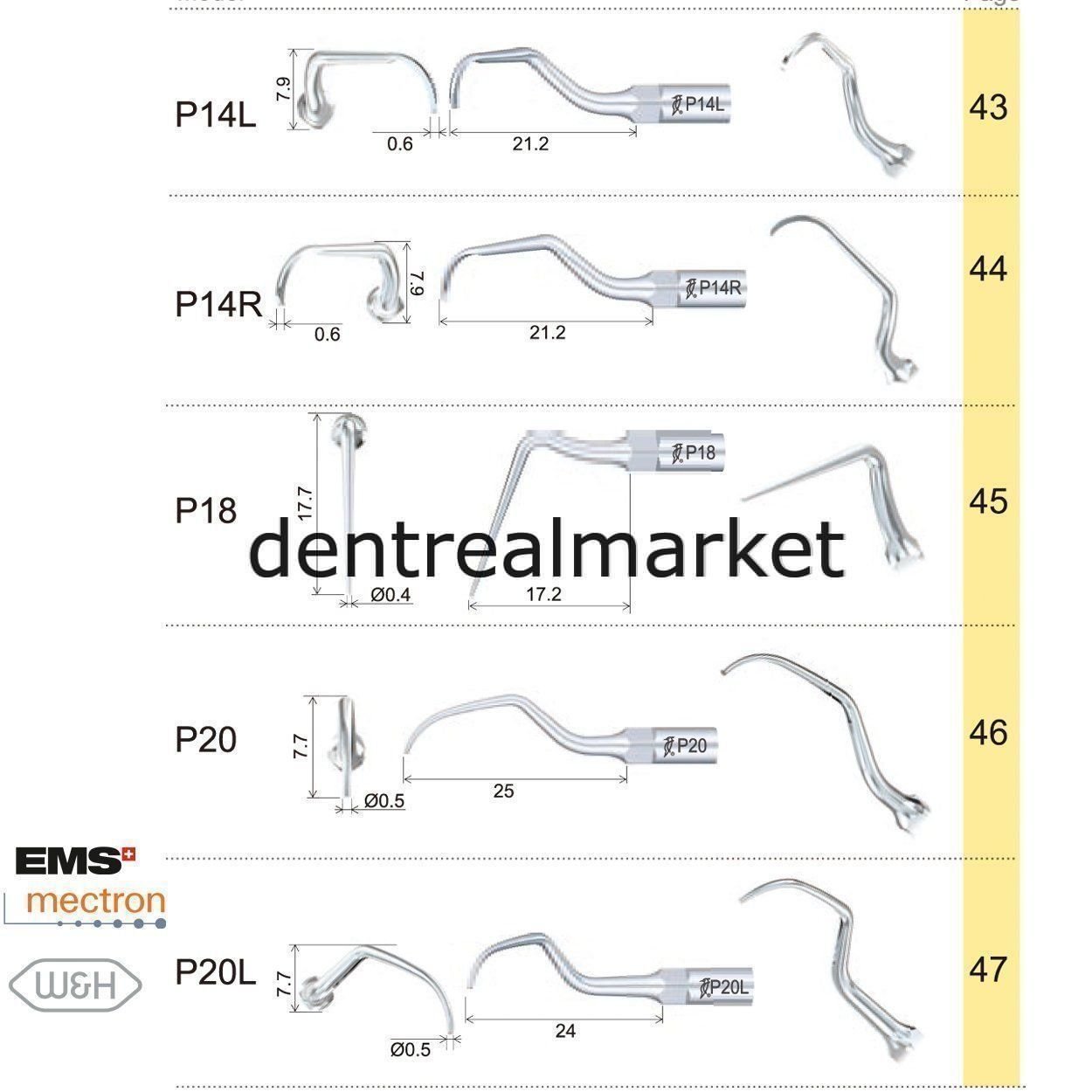 Woodpecker Periodontic Scaler Tip P2L — EMS, Mectron, Woodpecker, W&H Compatible