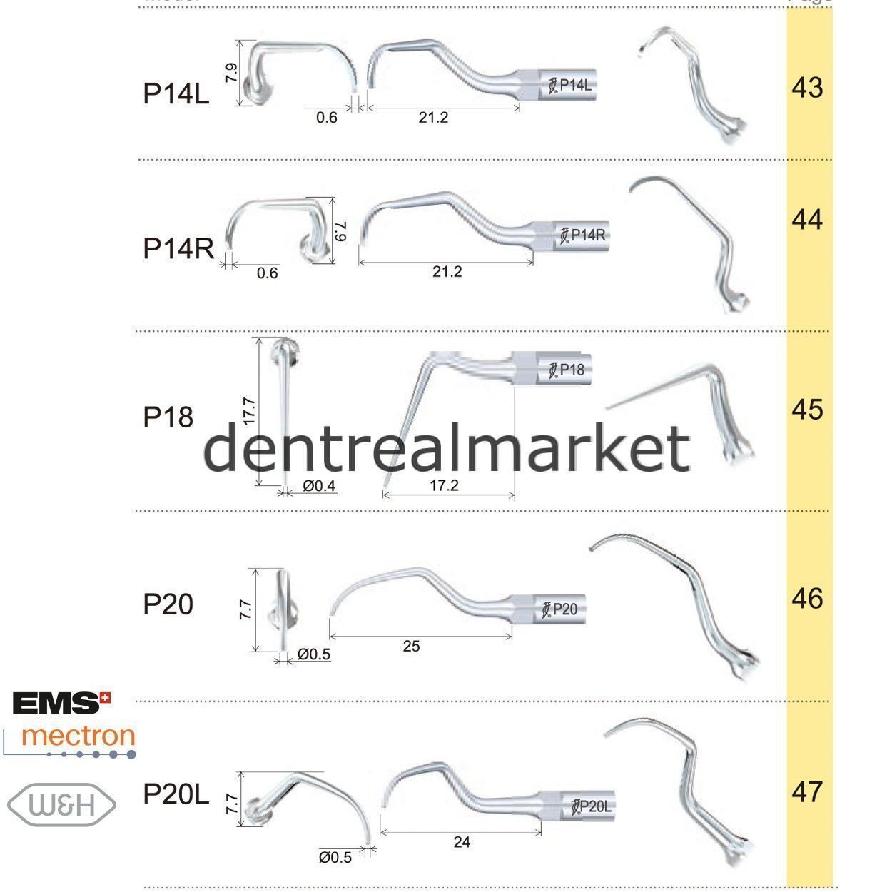 Woodpecker Periodontic Scaler Tip P20R — EMS, Mectron, Woodpecker, W&H Compatible