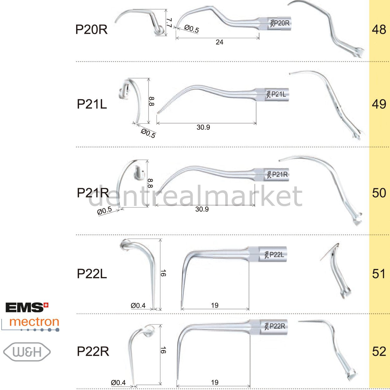 Woodpecker Periodontic Tip P1 - EMS, Mectron, Woodpecker, W&H Compatible