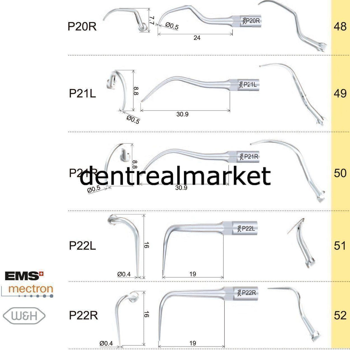Woodpecker P4 Periodontic Scaler Tip - EMS, Mectron, Woodpecker, W&H Compatible