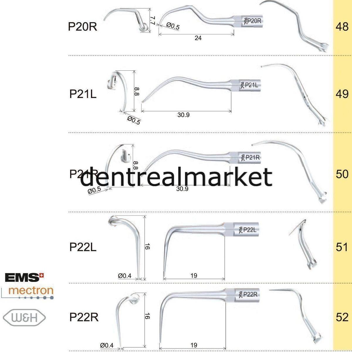 Woodpecker P2R Periodontic Scaler Tip – EMS, Mectron, Woodpecker, W&H Compatible