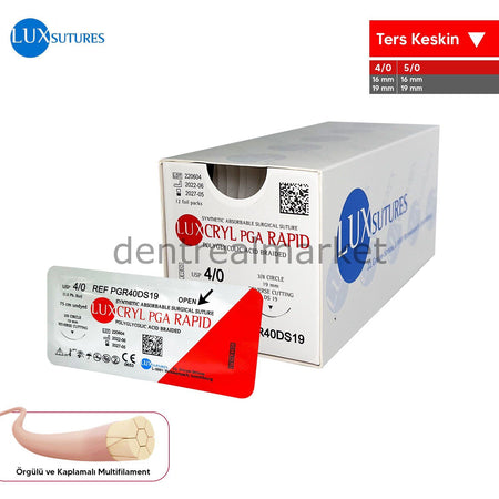 Lux Sutures Luxcryl PGA Rapid Absorbable Surgical Suture - Reverse Cutting Needle
