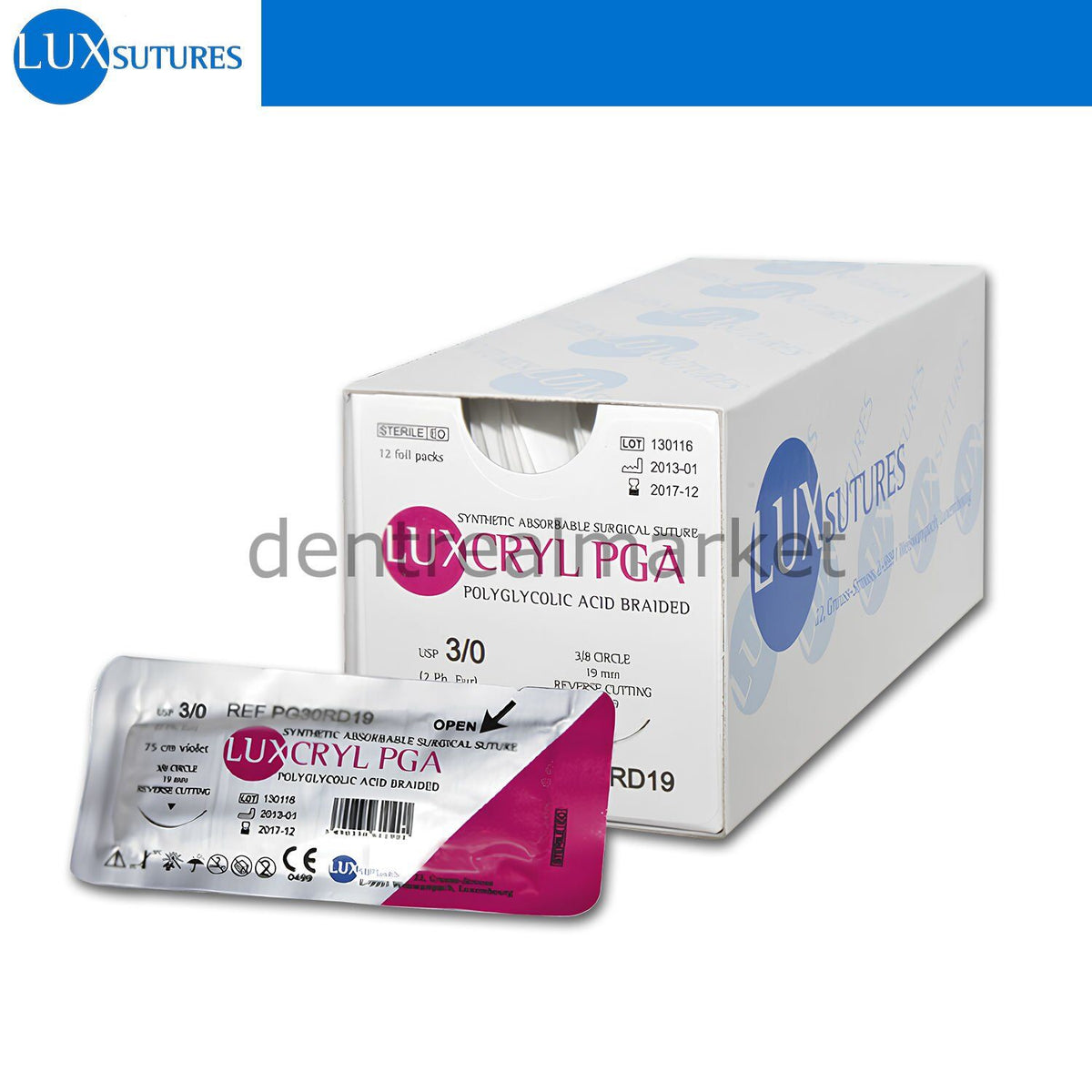 Lüx Sutures Luxcryl PGA Absorbable Surgical Suture Reverse Cutting Needle