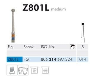 Meisinger Z801L Diamond Bur for Zirconia — 2 pcs