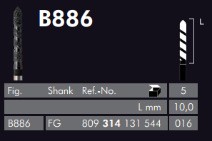 Meisinger Black Cobra Line Synthetic Diamond Bur B886 5 pcs