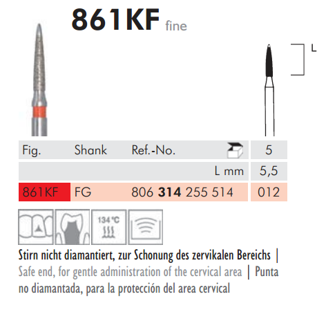 Meisinger 83808 Scalino Synthetic Diamond Bur 5 pcs