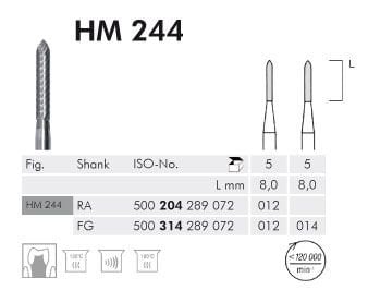 Meisinger HM244 Carbide Polishing Bur - 5 pcs