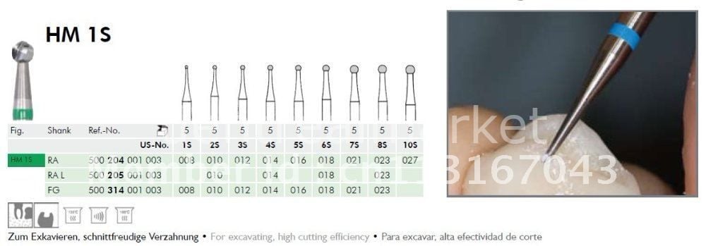 Meisinger Tungsten Carbide Bur HM1S — 5 pcs