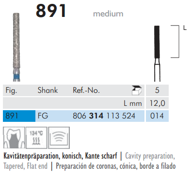 Meisinger 891 Synthetic Diamond Bur — Pack of 5