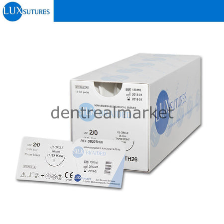Lux Sutures Silk Black Surgical Suture Non-Absorbable Reverse Cutting Needle