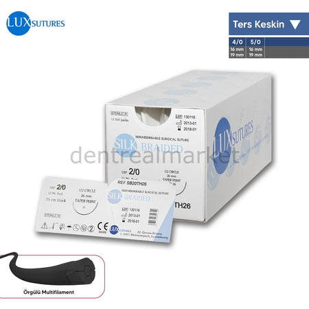 Lux Sutures Silk Black Surgical Suture Non-Absorbable Reverse Cutting Needle