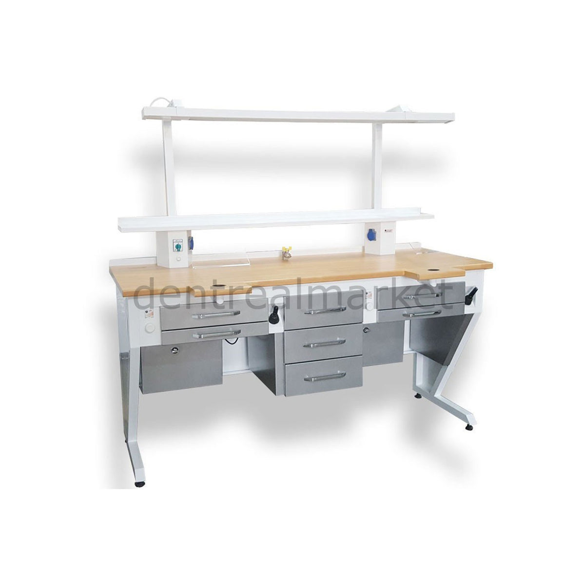 Kesgin Dental Two-Person Technician Bench Dual Vacuum TM-172 White