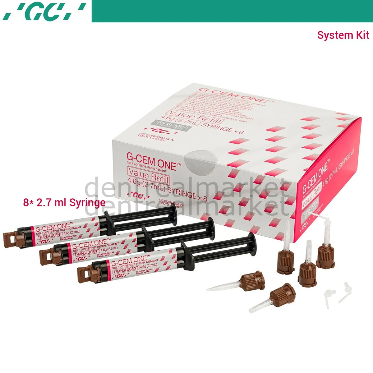 GC G-Cem ONE Value Refill — Self-Adhesive Resin Cement 8 × 4.6 g Translucent