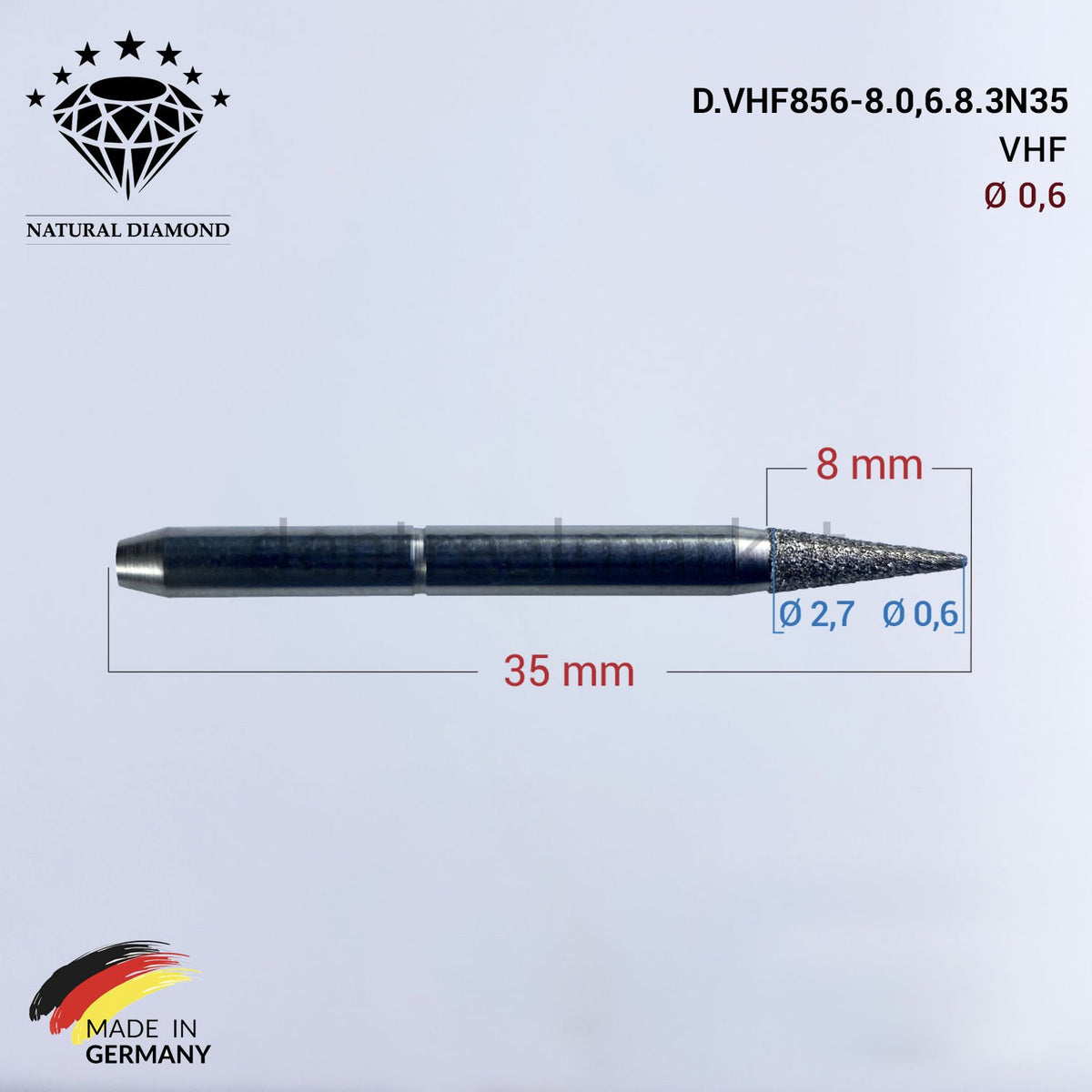 Frank Dental VHF Diamond CAD/CAM Drill 0.6 mm
