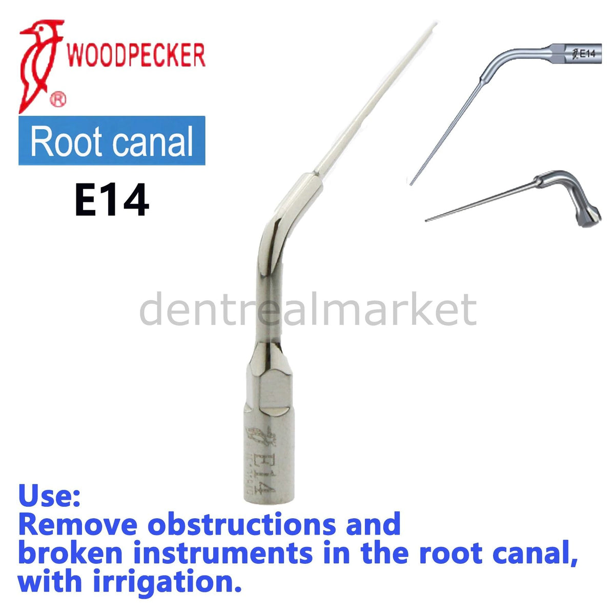 Woodpecker E14 Endodontic Scaler Tip - EMS, Mectron, Woodpecker, W&H Compatible