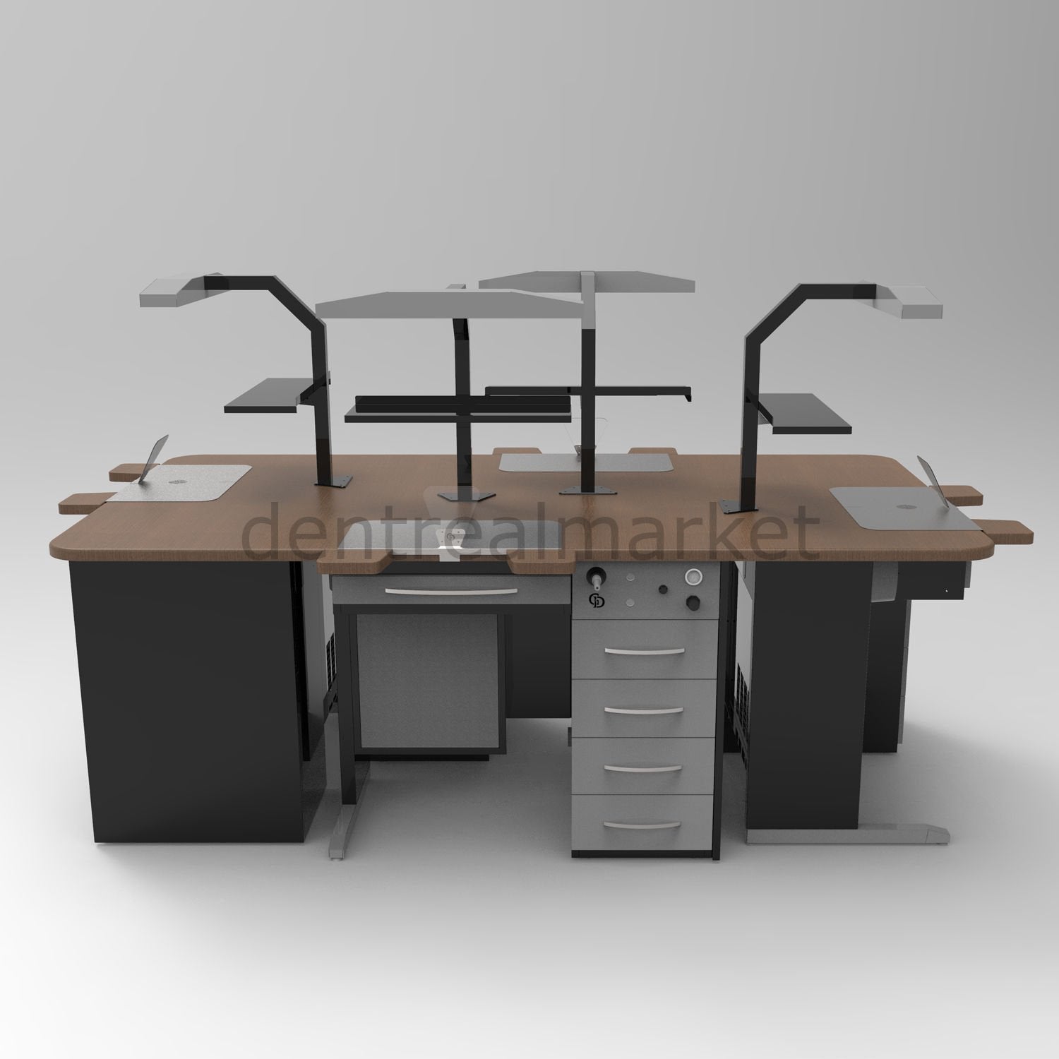 Grup Dental Four-Person Technician Bench - Quad Vacuum GPW04