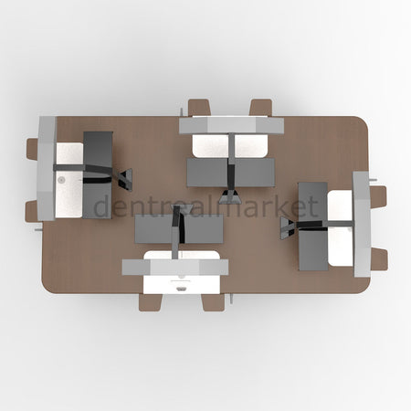 Grup Dental Four-Person Technician Bench - Quad Vacuum GPW04