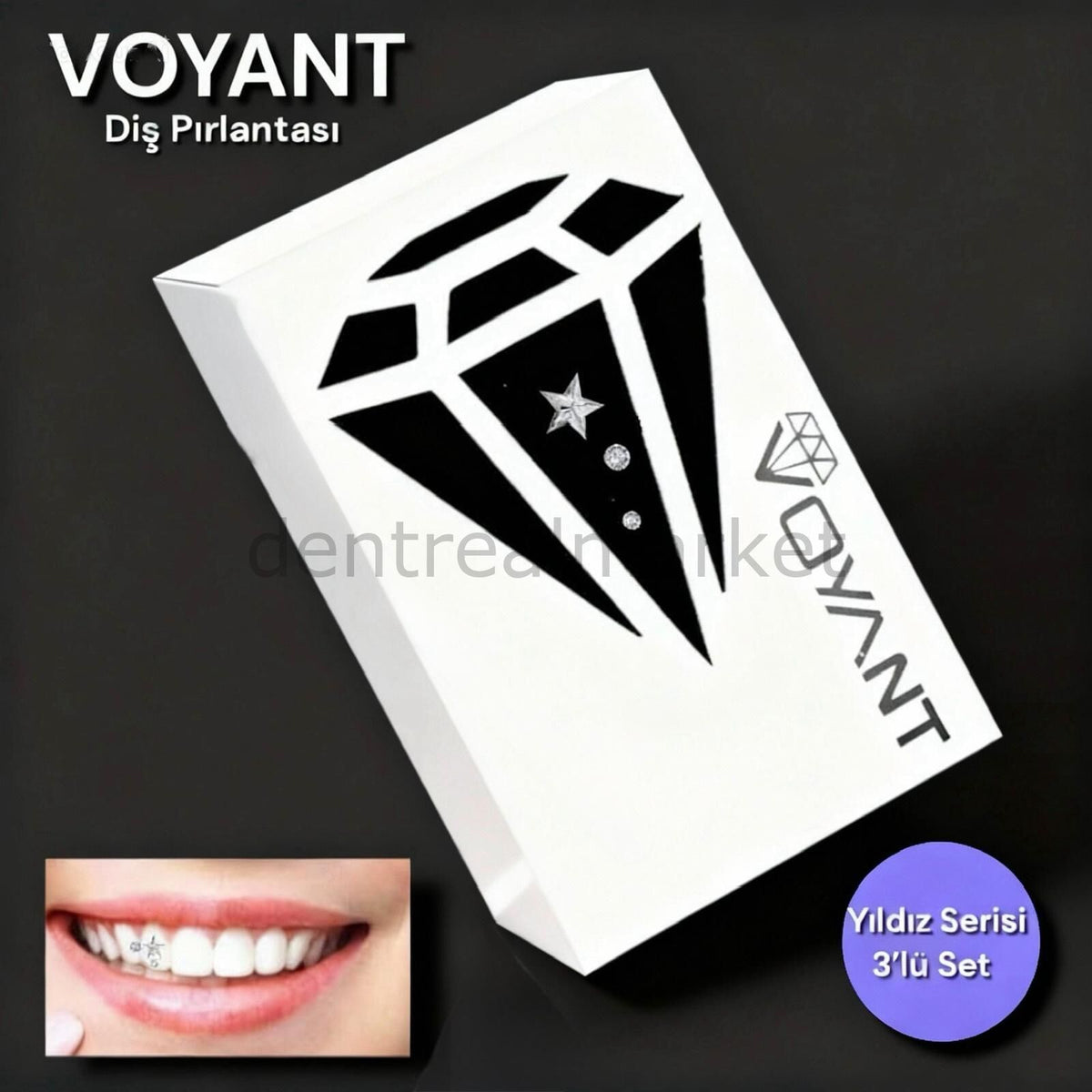 Voyant Natural Crystal Tooth Gem - Star Series Pack of 3