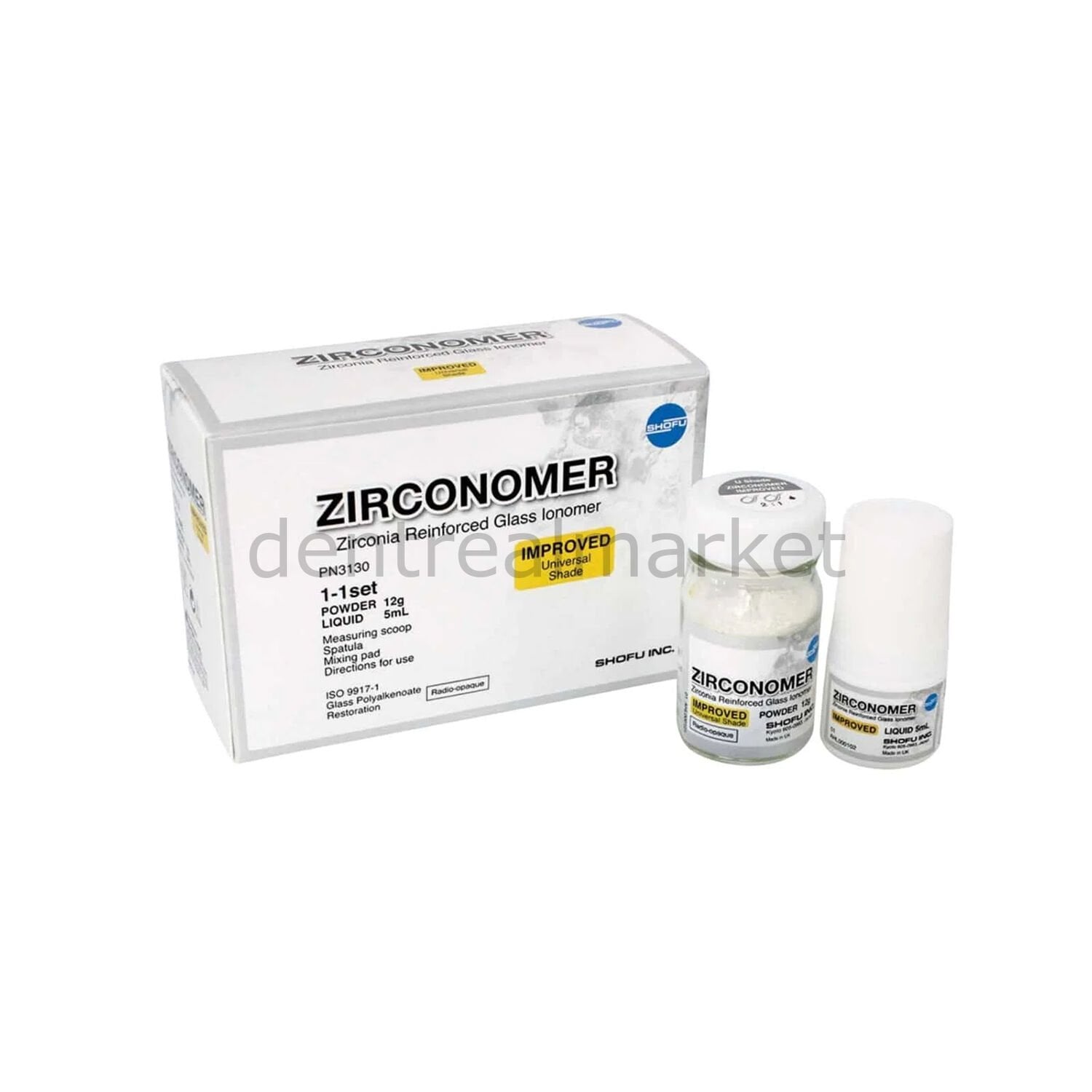 Shofu Zirconomer Glass Ionomer Cement - 12 g Powder × 5 ml Liquid