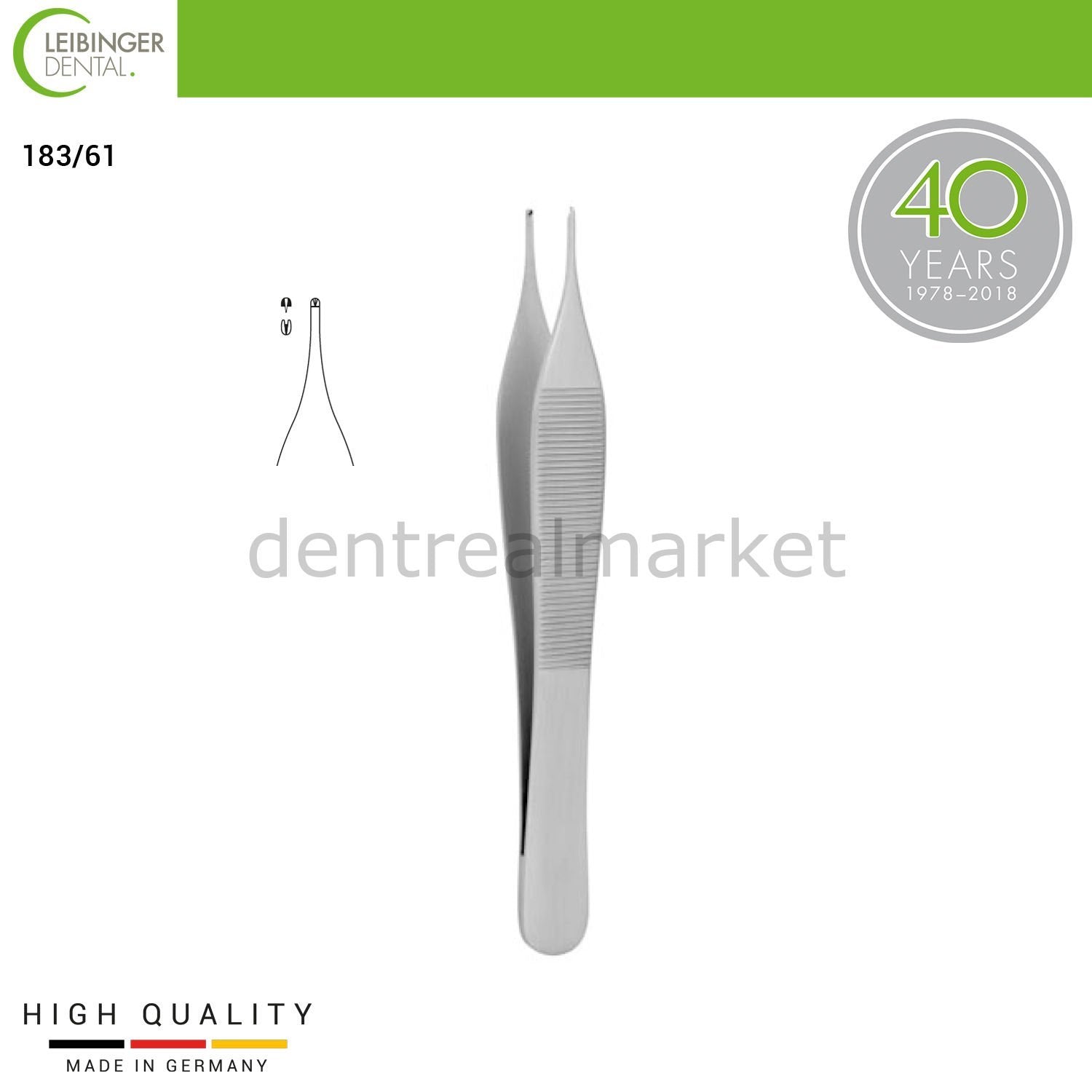DentrealStore - Leibinger Adson Surgical Tissue Forceps - 12 cm