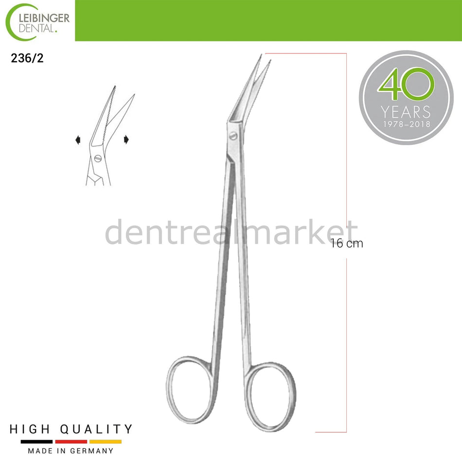 DentrealStore - Leibinger Iris Serrated Surgical Scissors - Stainless Steel - Curved - 16 cm