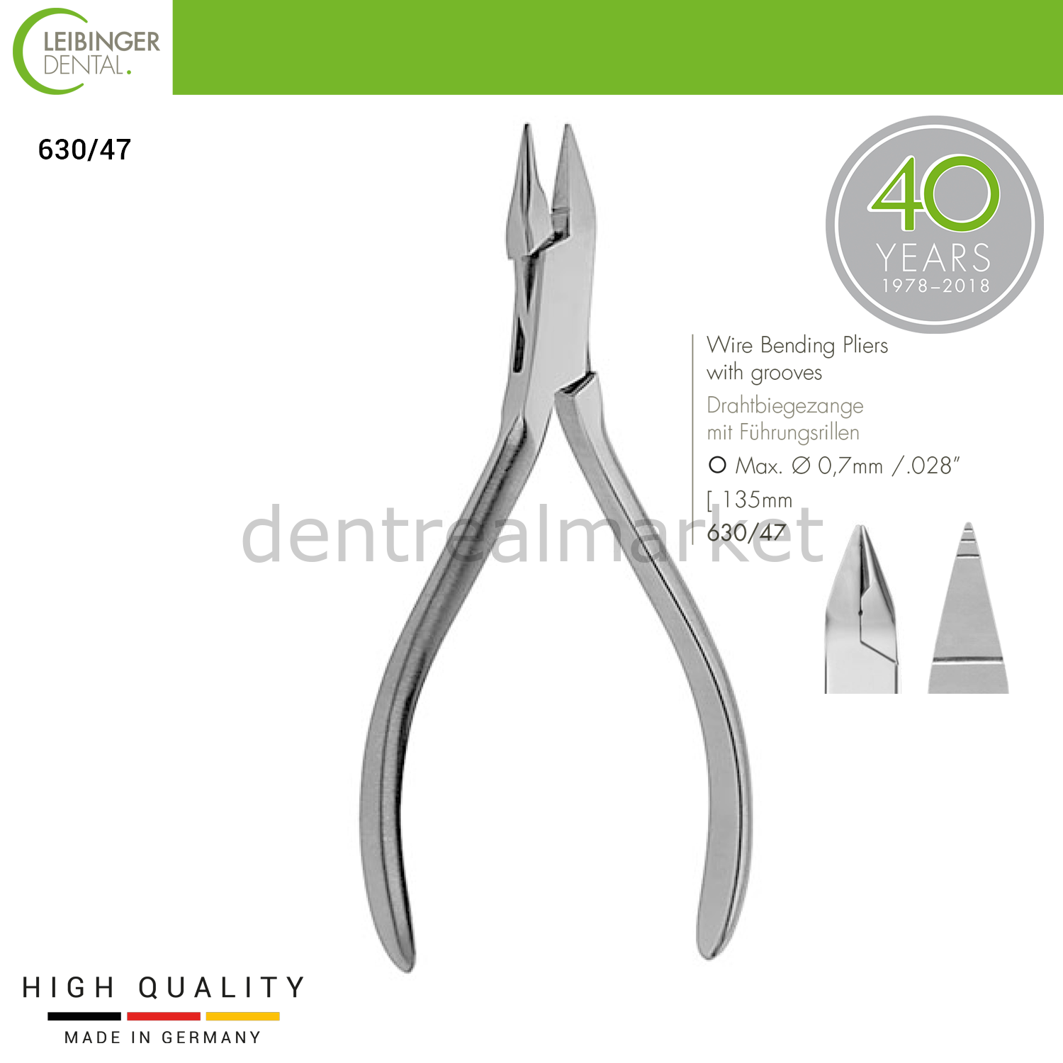 DentrealStore - Leibinger Wire Bending Pliers With Grooves - Corrugated Wire Bending Pliers - 135 mm