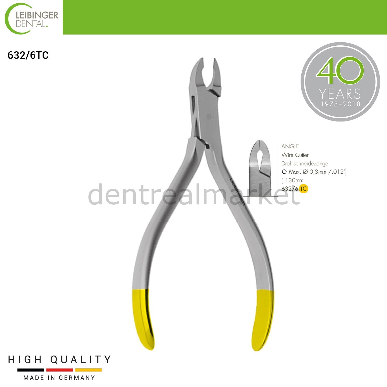 DentrealStore - Leibinger Orthodontic Angle Wire Cutter Tc - Angle Wire Cutter - 130 mm