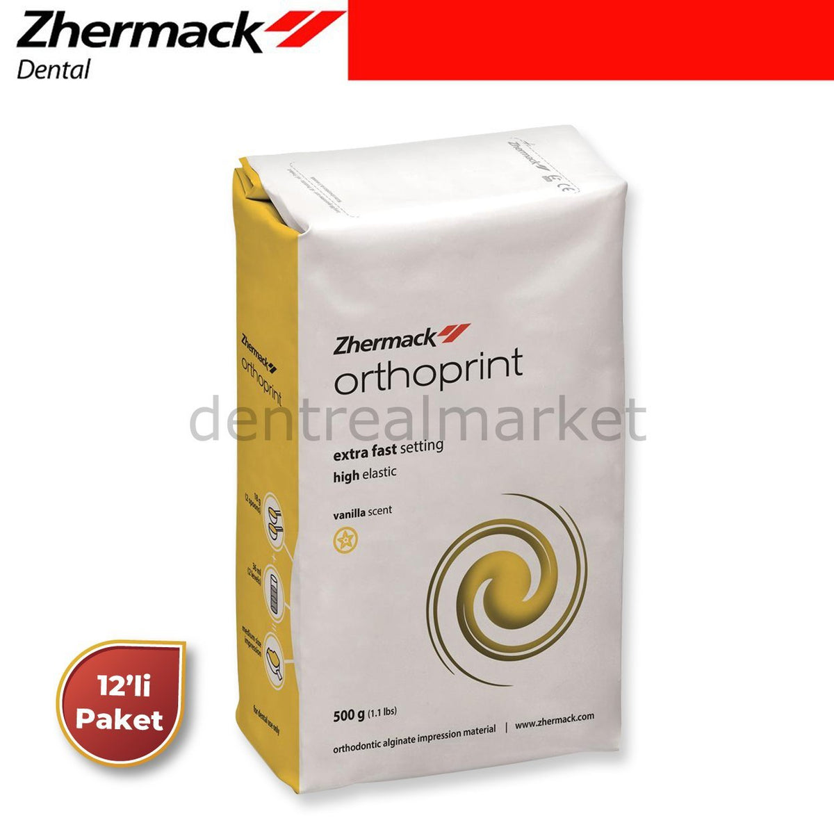 DentrealStore - Zhermack Orthoprint - Alginate Extra Fast - Impression for Orthodontics - 12 Pcs