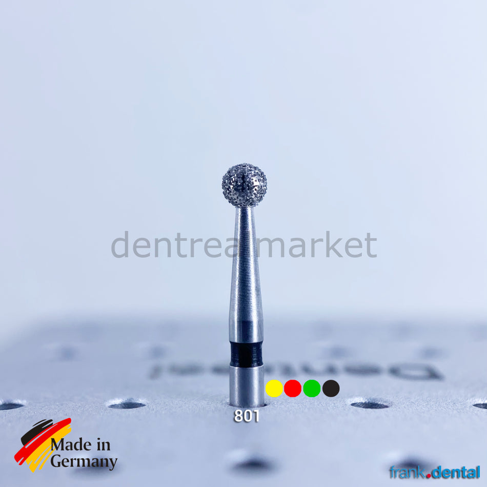 DentrealStore - Frank Dental Dental Natural Diamond Bur - 801 - Rond Dental Burs - For Tubine - 5 pcs
