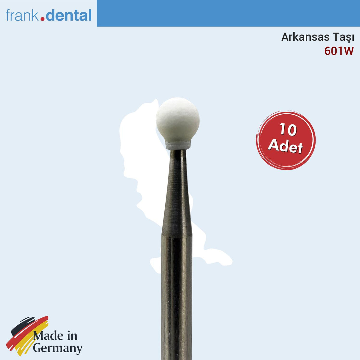 DentrealStore - Frank Dental Arkansas Stone 601W - 10 Pcs - Composite and Ceramic Abrasive