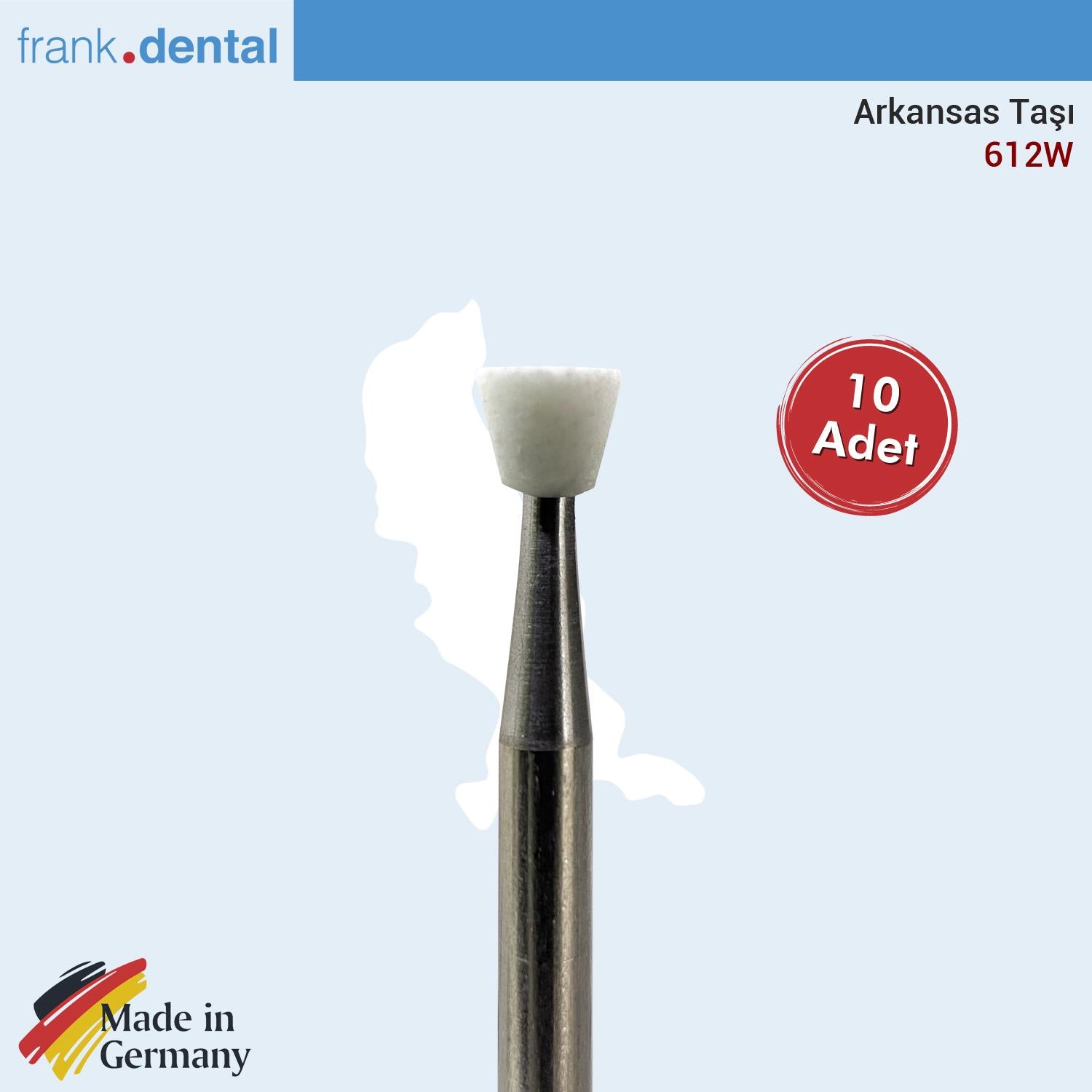 DentrealStore - Frank Dental Arkansas Stone 612W - 10 Pcs - Composite and Ceramic Abrasive