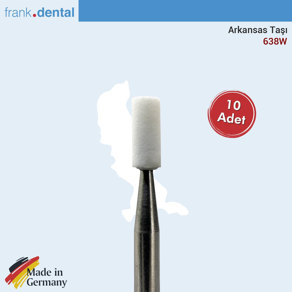 DentrealStore - Frank Dental Arkansas Stone 638W - 10 Pcs - Composite and Ceramic Abrasive