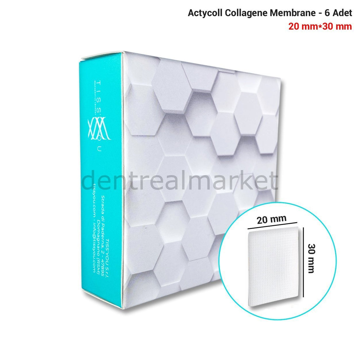 DentrealStore - Actycoll Collagene Membrane - 20*30 mm - 6 Pieces