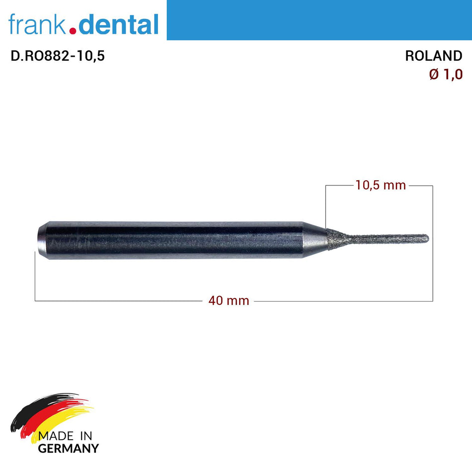 DentrealStore - Dentreal Diamond Milling Drill 1.0 mm - for Roland Milling Machine