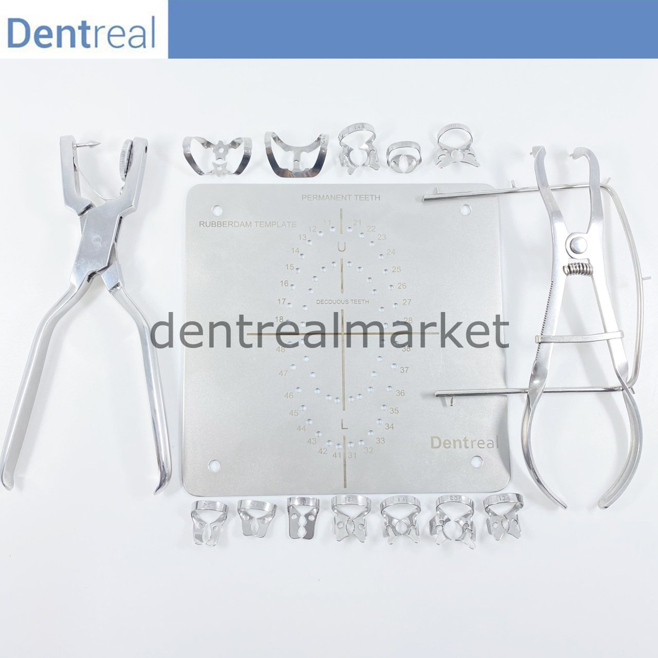 DentrealStore - Dentreal Drm Rubberdam Clamp and Tool Set + Rubberdam Template