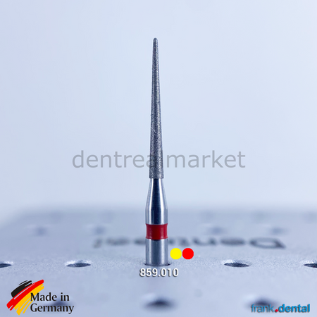 DentrealStore - Frank Dental Dental Natural Diamond Bur - 859LF Red and Yellow Blet Dental Natural Diamond Burs - Interface - For Air Turbine - 5 Pcs