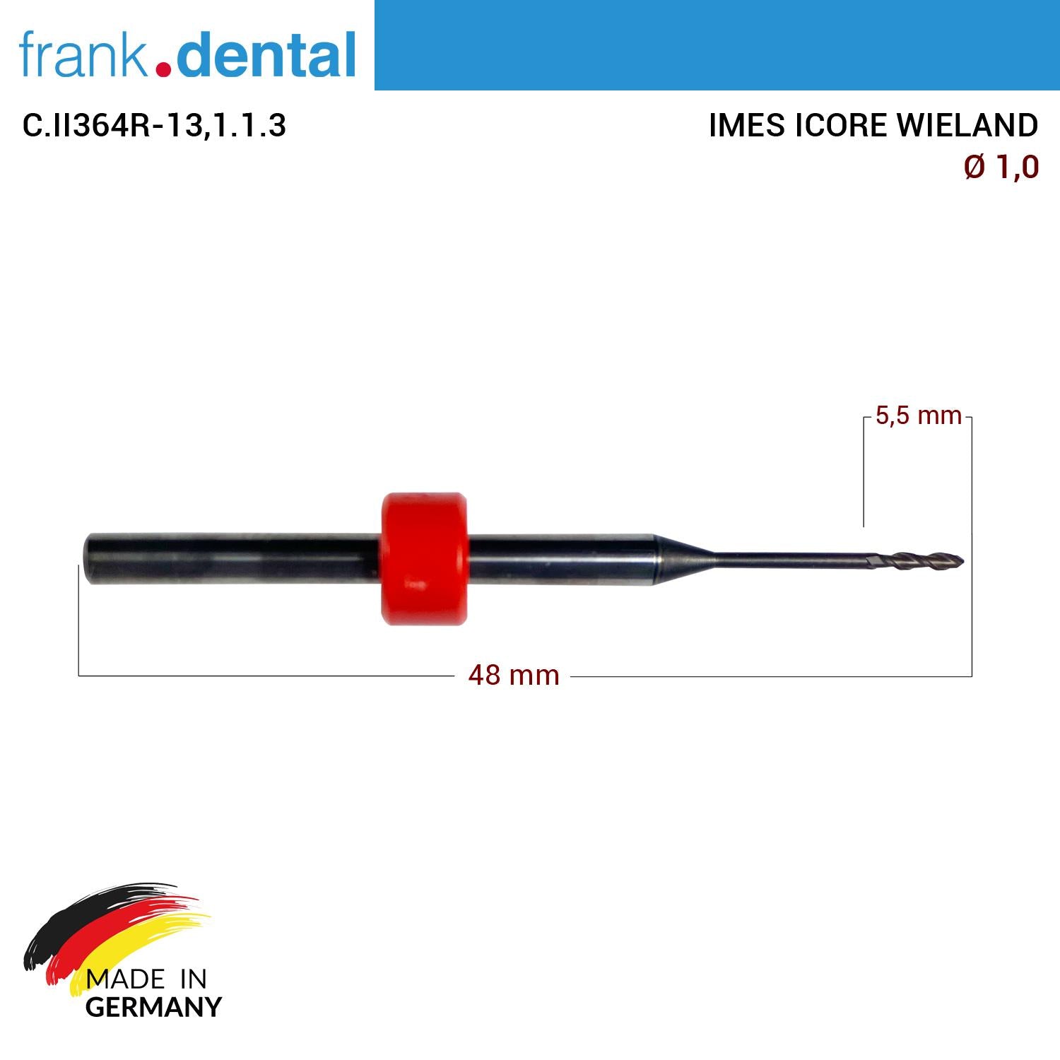 DentrealStore - Frank Dental Imes Icore Wieland Cad Cam Drill 1.0 mm