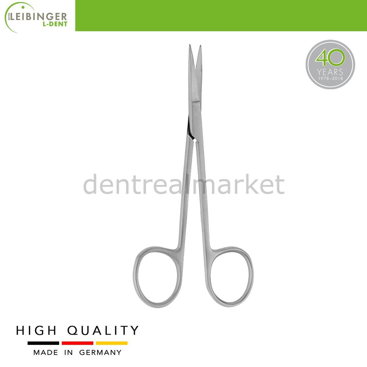 DentrealStore - Leibinger Iris Surgical Scissors - Stainless Steel - Straight - 11.5 cm