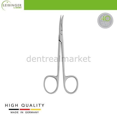 DentrealStore - Leibinger Iris Surgical Scissors - Stainless Steel - Curved - 11.5 cm