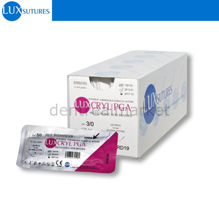 DentrealStore - LuxSutures Luxcryl PGA Absorbe Surgical Suture - Reverse Cutting Needle - 2 Box
