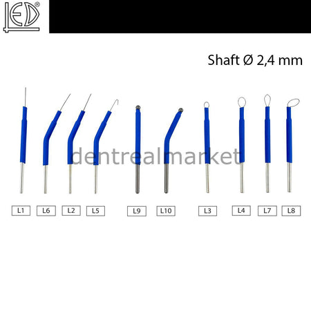 DentrealStore - LED SpA Radiofrequency Surgical Device Electrodes - Shaft 2,4 mm - Tip Set 10 pcs