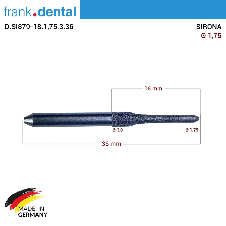DentrealStore - Dentreal SIRONA Diamond Cad Cam Drill 1.75 mm
